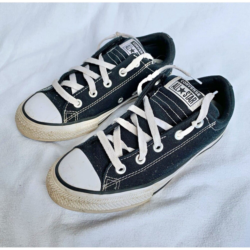 Converse All Star Kids Low Top Canvas Lace-Up Sneakers Black/White US 4